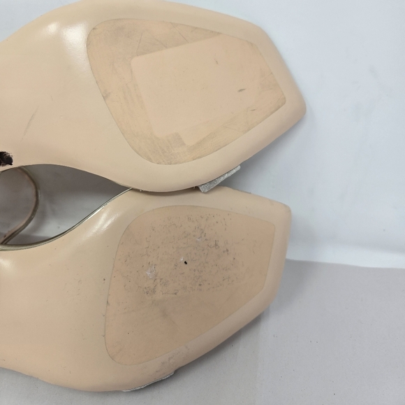 AGL Angie Sandels Womens Sz 39.5=9.5 Velvet Toe Strap Cube Block Heel Dressy - Picture 9 of 13